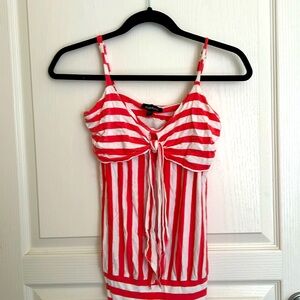 Vintage Bebe Pink & White Bow Front Top